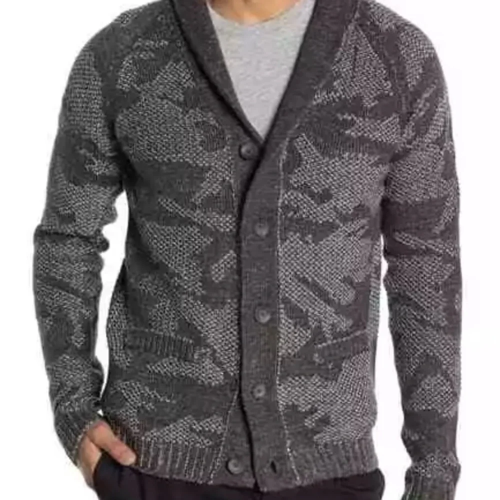 NWT mens HEDGE Camo Shawl Collar Button Cardigan - Picture 8 of 10